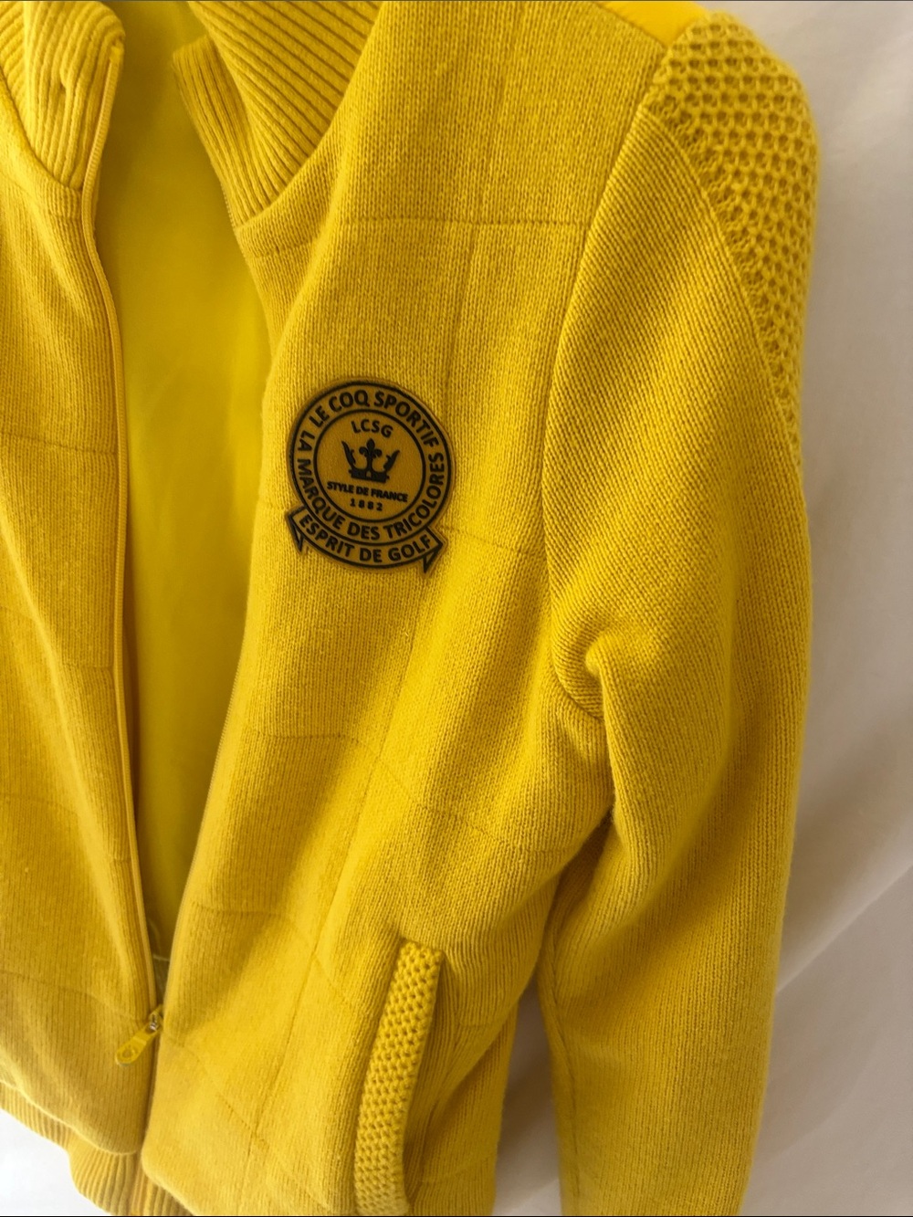 Le Coq Sportif Women’s ' Bright Yellow Knit Zip Jacket Vintage Great Condition - Picture 2 of 8